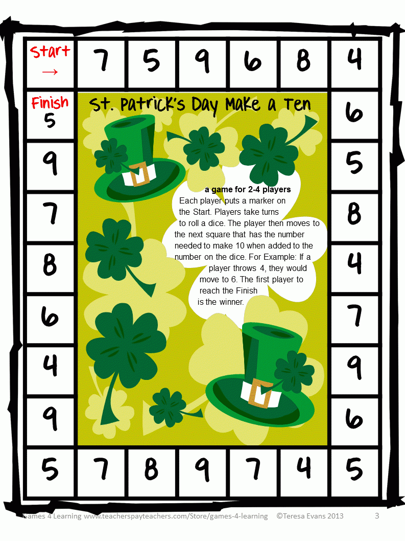 Fun Games 4 Learning St Patrick s Day Math Freebies