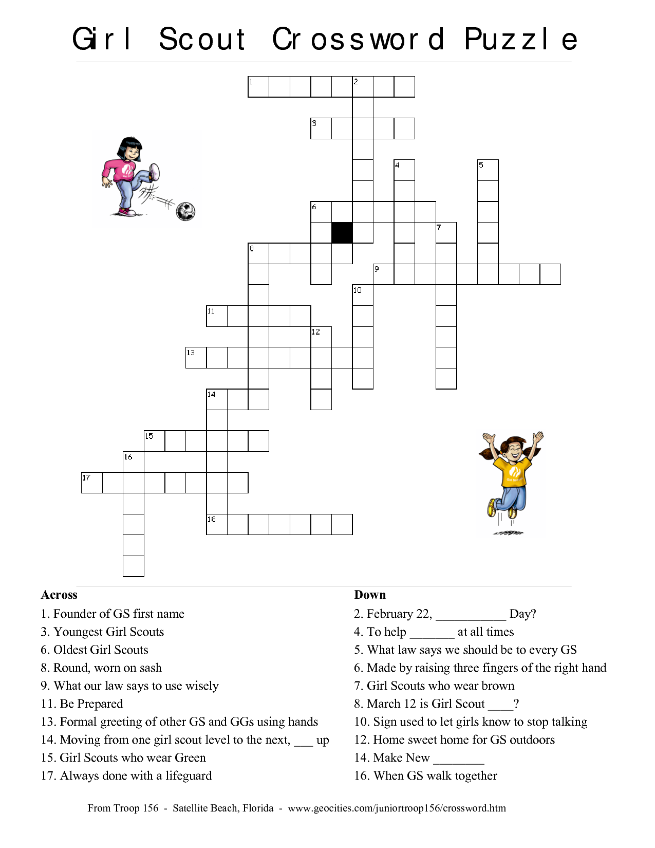 Girl Scout Law Templates Girl Scout Crossword Puzzle 