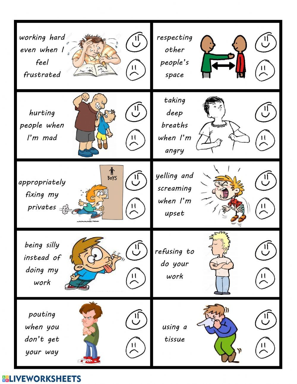 Good Choices Vs Bad Choices Worksheet Emotions 