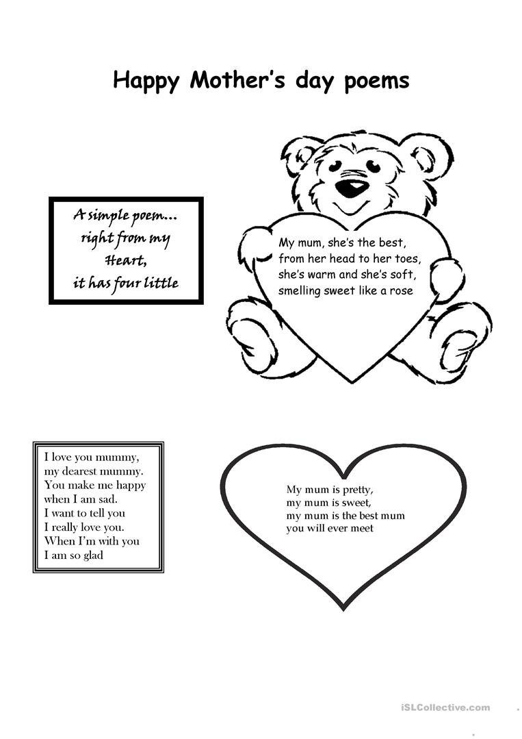 Happy Mother s Day Worksheet Free ESL Printable 