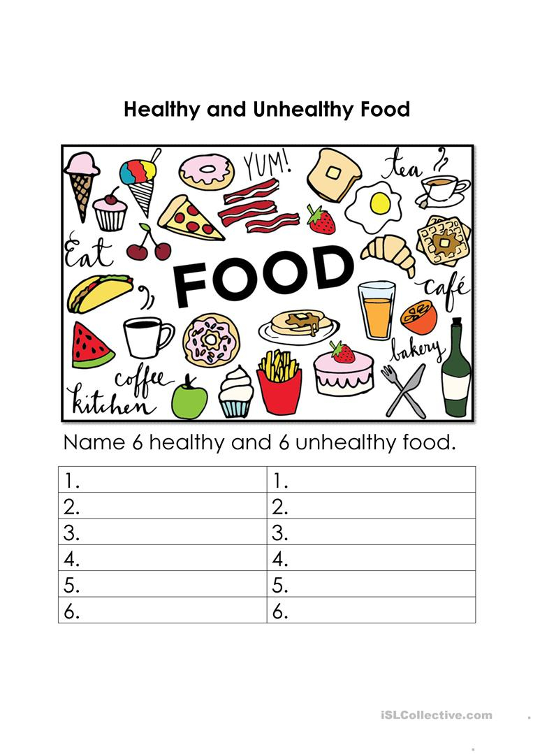 Healthy And Unhealthy Food English ESL Worksheets For Distance 