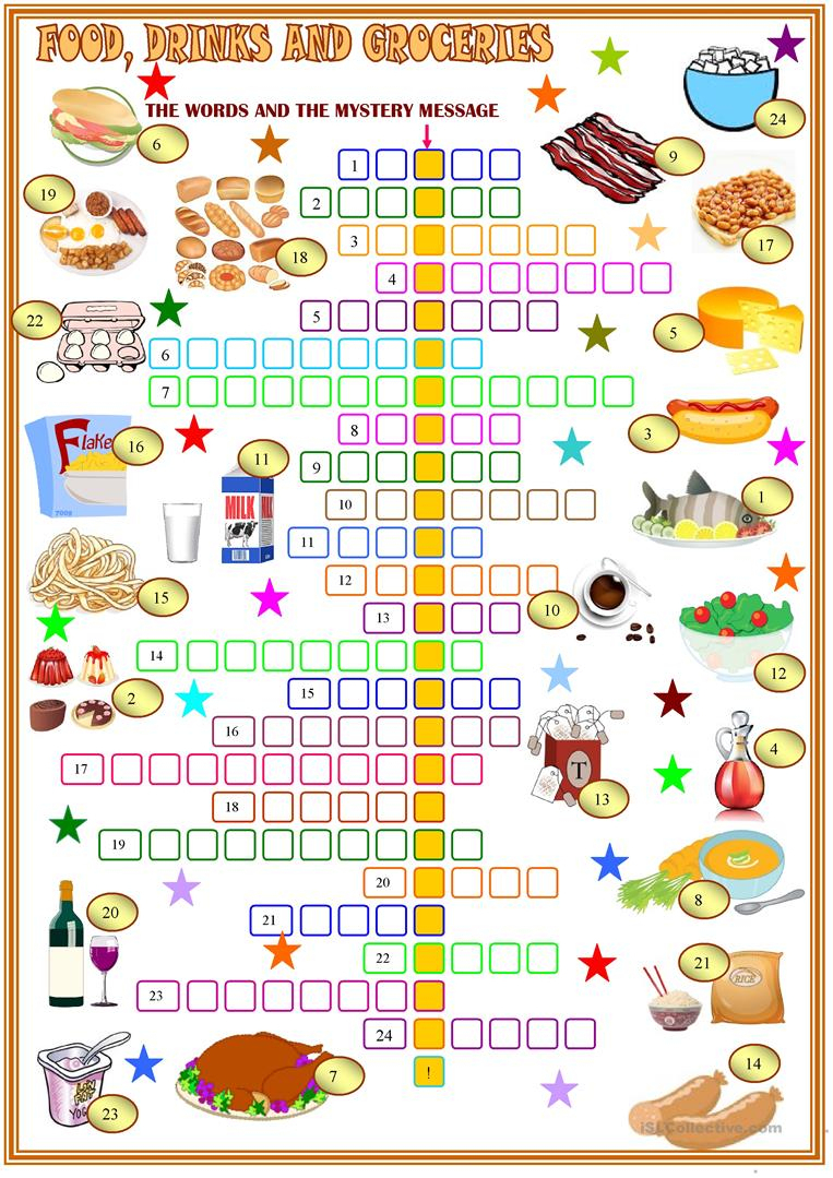 Food Crossword Puzzles Printable