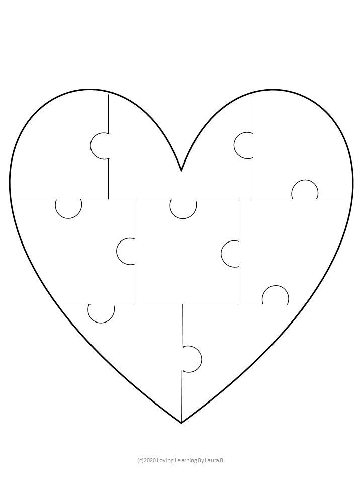 Heart Jigsaw Puzzle Template In 2020 Puzzle Piece