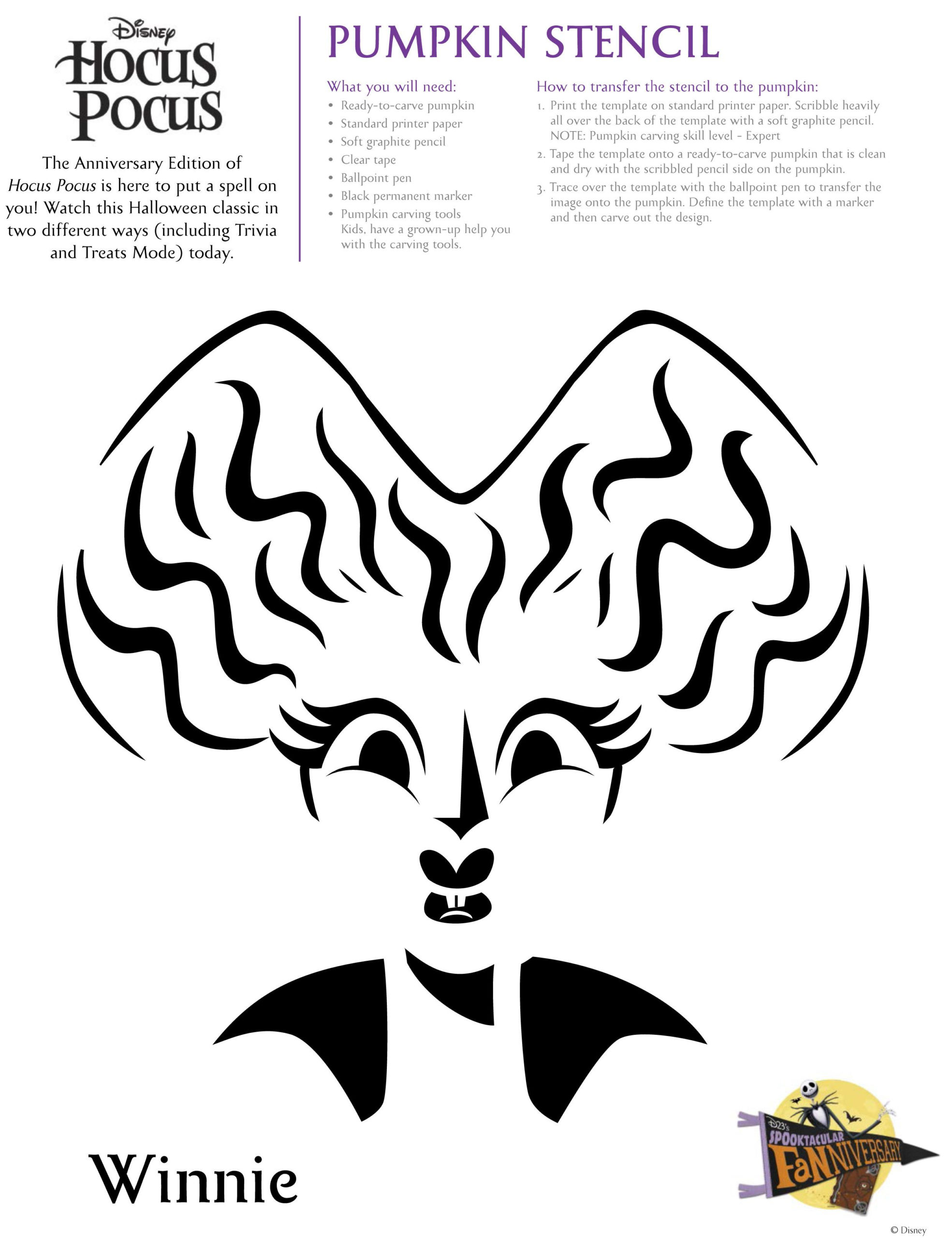 Hocus Pocus Winifred Sanderson Pumpkin Stencil 