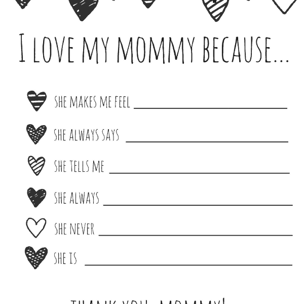 I Love My Mom Because Printable A Thoughtful Gift For Mom