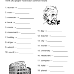 Identification Worksheet On Nouns Printable Worksheets