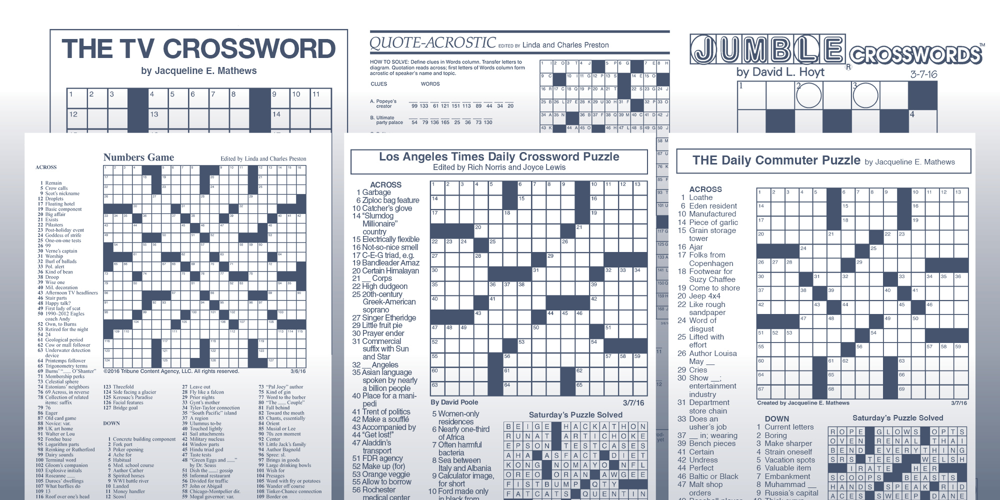 Jacqueline E Mathews Printable Crossword Puzzles 