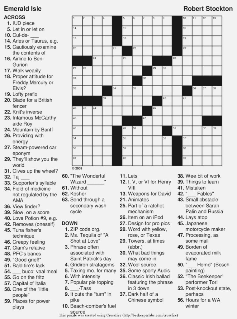 Large Print Crossword Puzzles Printable Printable