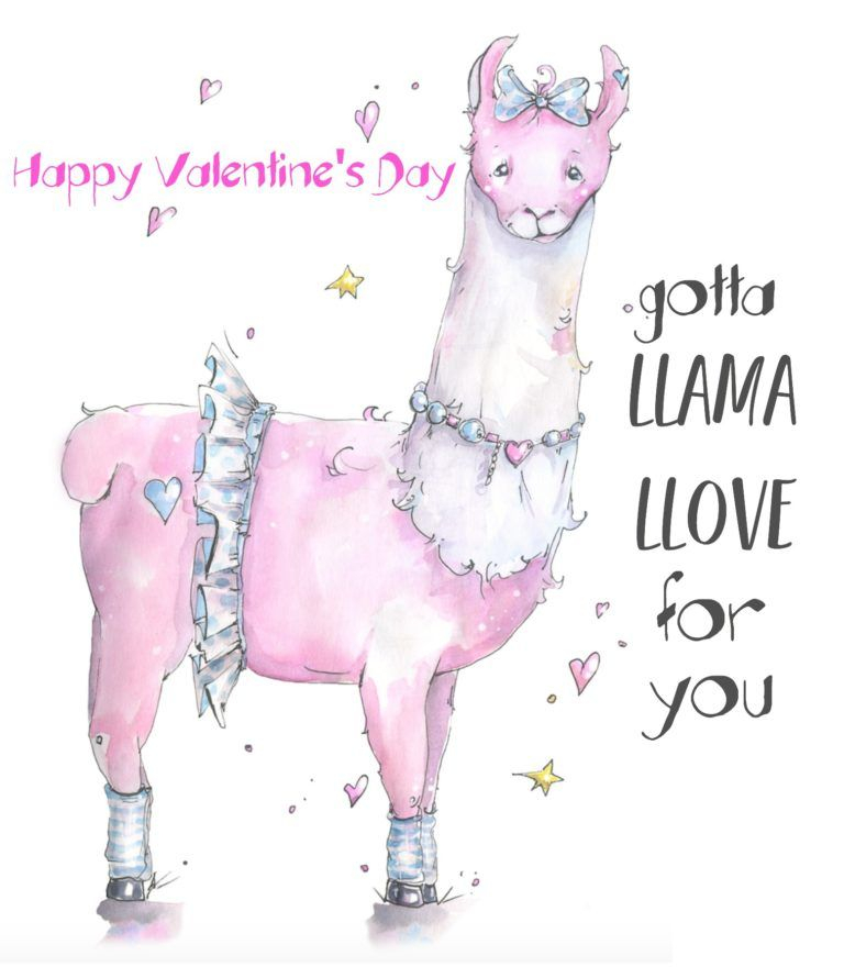 Llama Llove Valentine Card Printable Printable 