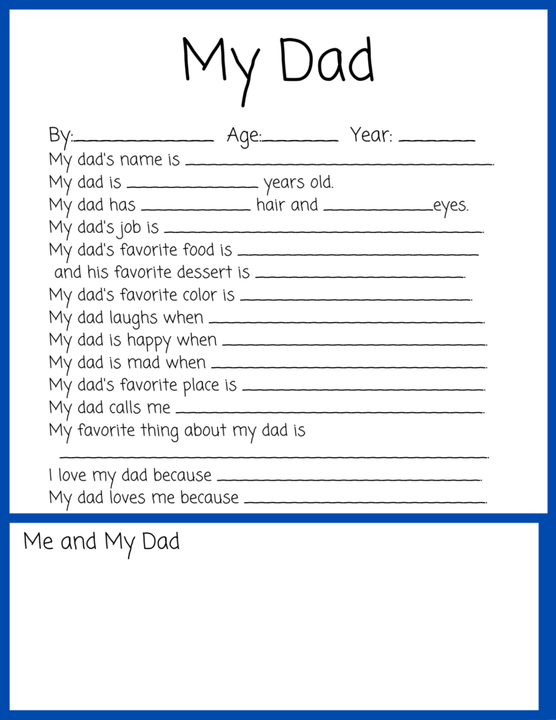  My Dad Free Father s Day Questionnaire Printable Two Messy Boys