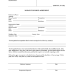 No Fault Divorce Agreement Template Printable Pdf Download