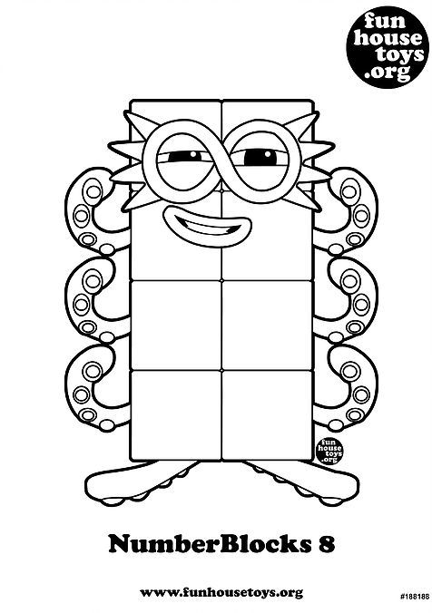 Numberblocks 8 Printable Coloring Page 