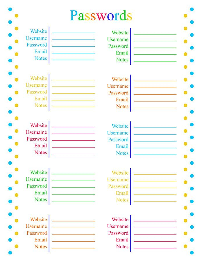 Password Tracker Printable Password Keeper Password Log 