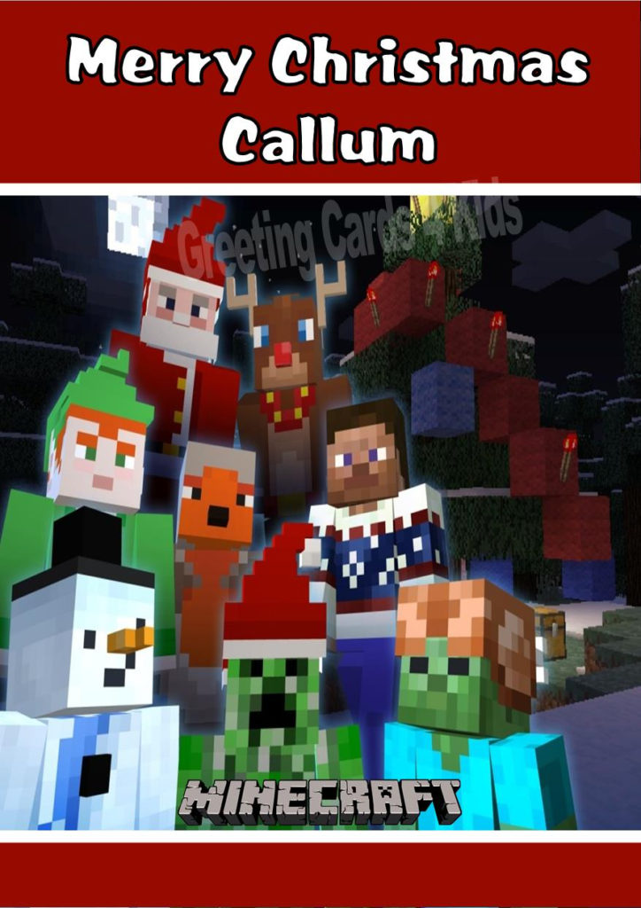 Personalised Minecraft Christmas Card Design 2