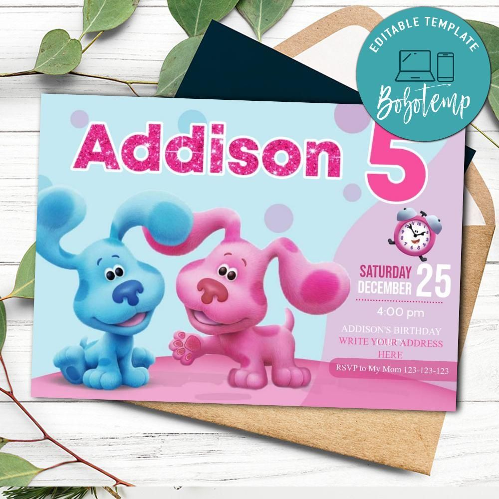 Personalize Blues Clues Birthday Invitation Template For 