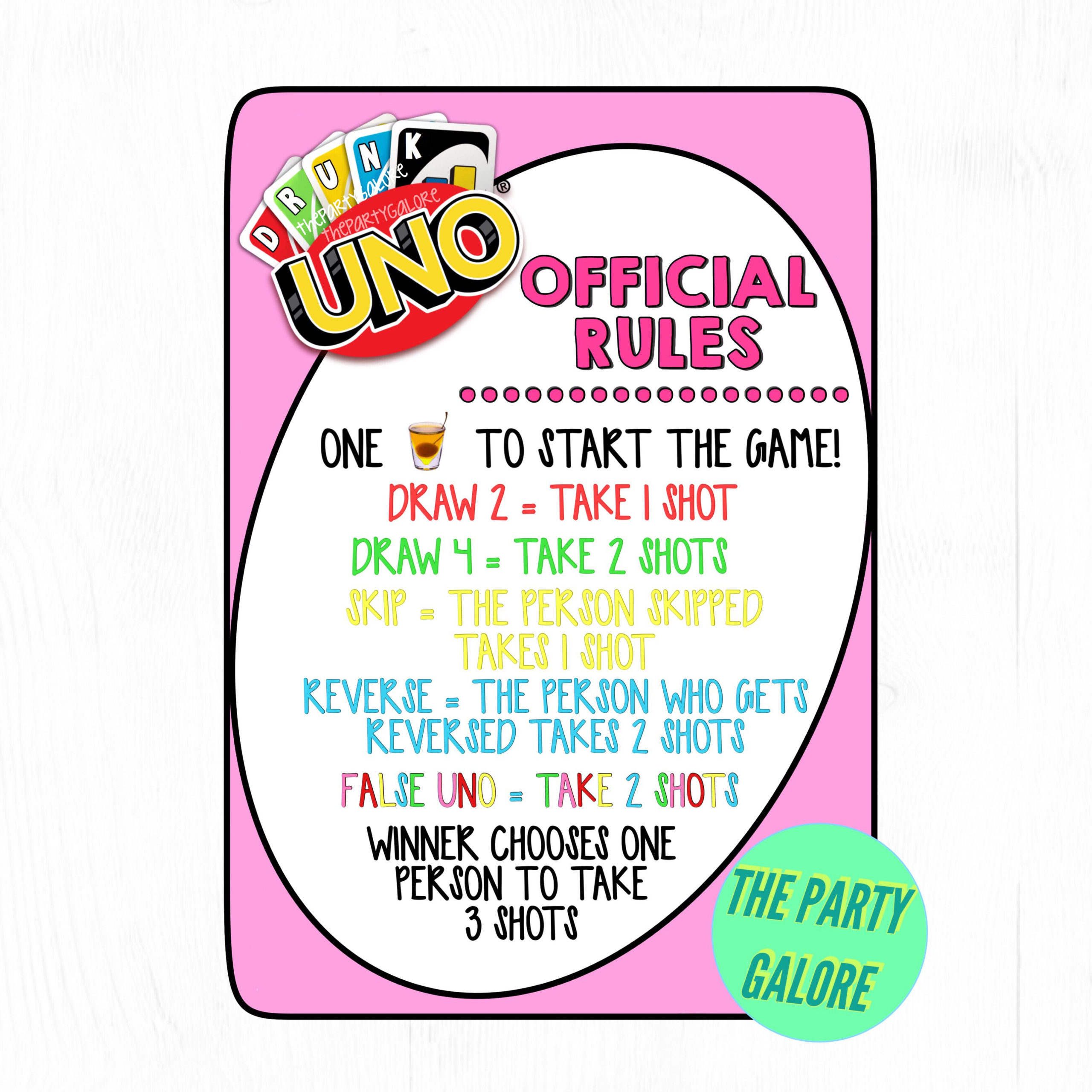 Drunk Uno Rules Printable FreePrintableTM