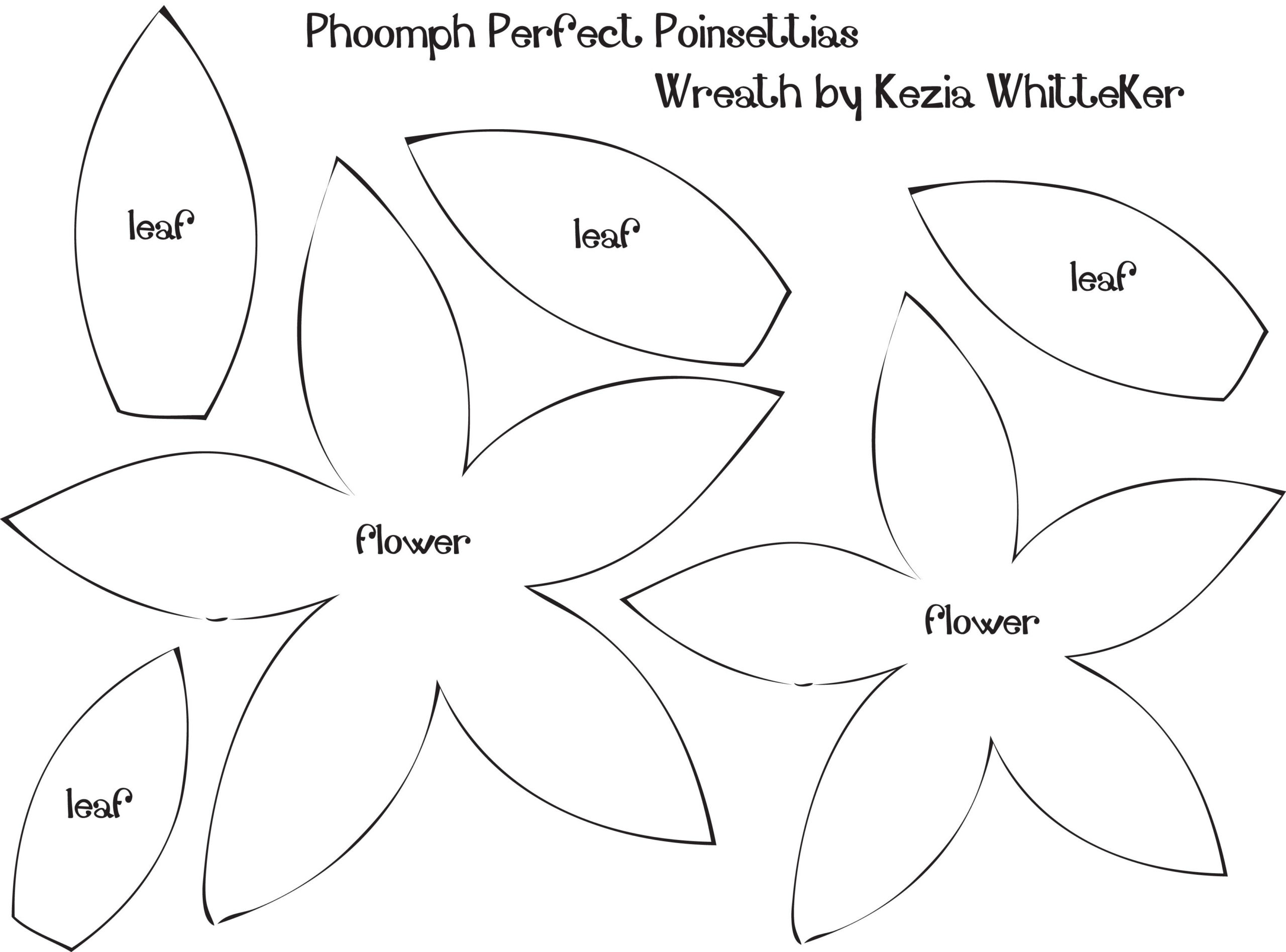 Poinsettia Leaf Pattern Template Felt Flower Template 