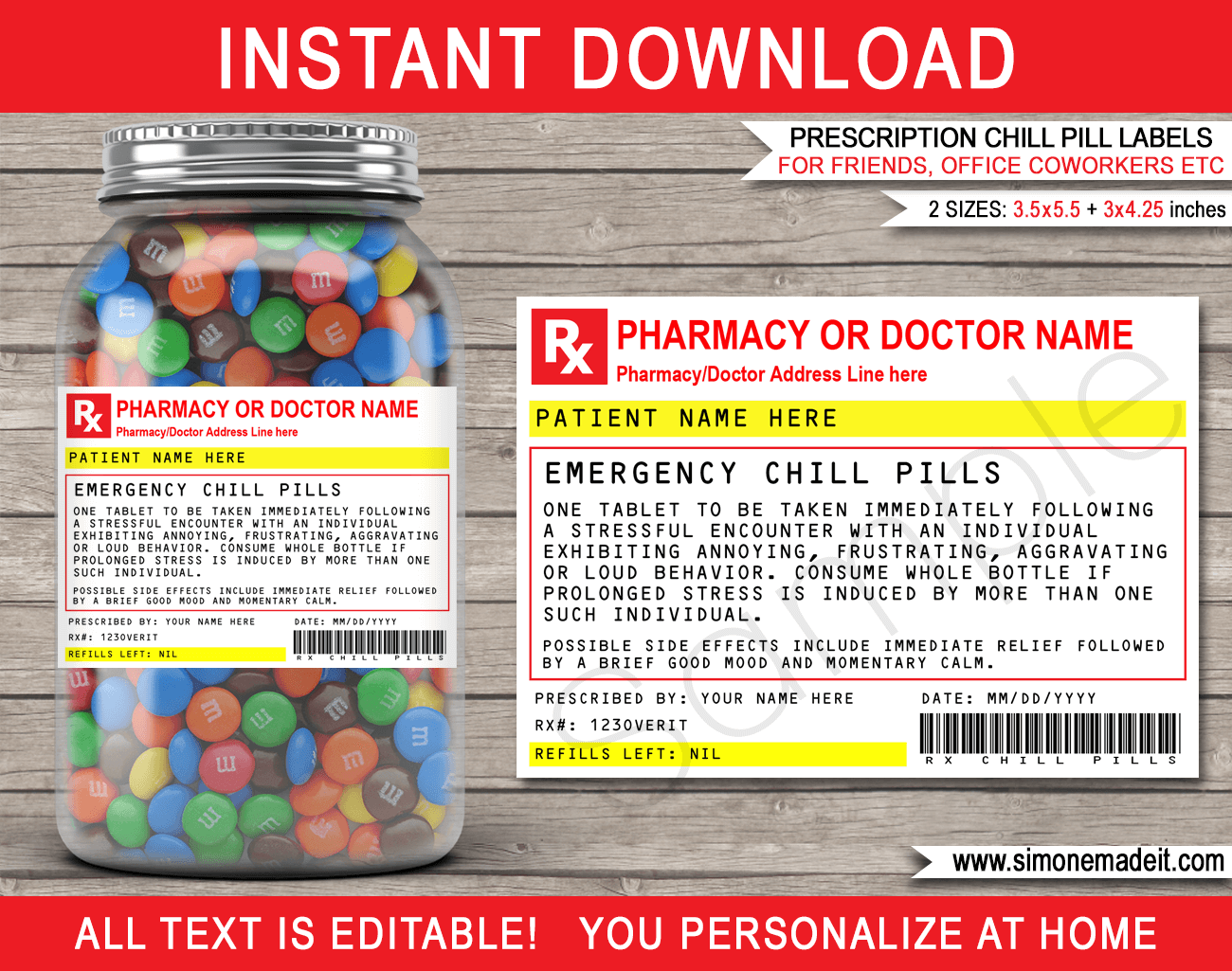 Prescription Chill Pills Label Template Emergency Chill 