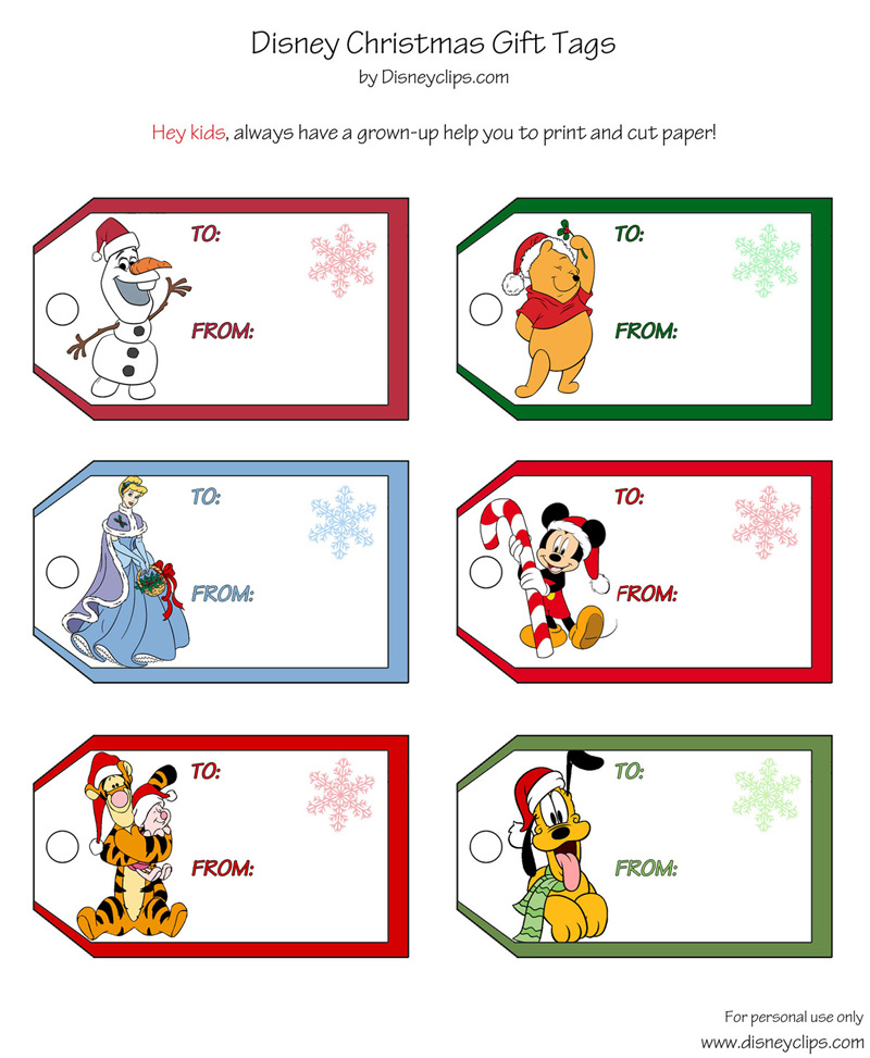 Printable Disney Christmas Gift Tags Disneyclips