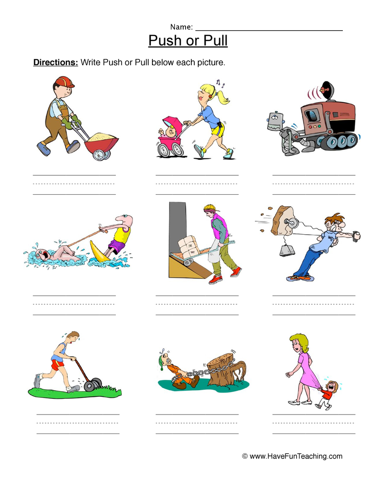 Push Or Pull Force Worksheet Have Fun Teaching