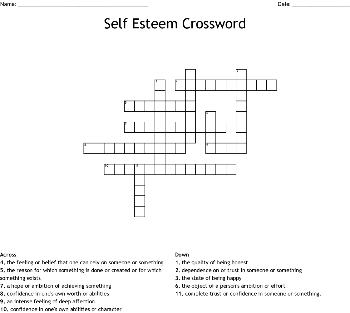 Self Esteem Crossword WordMint