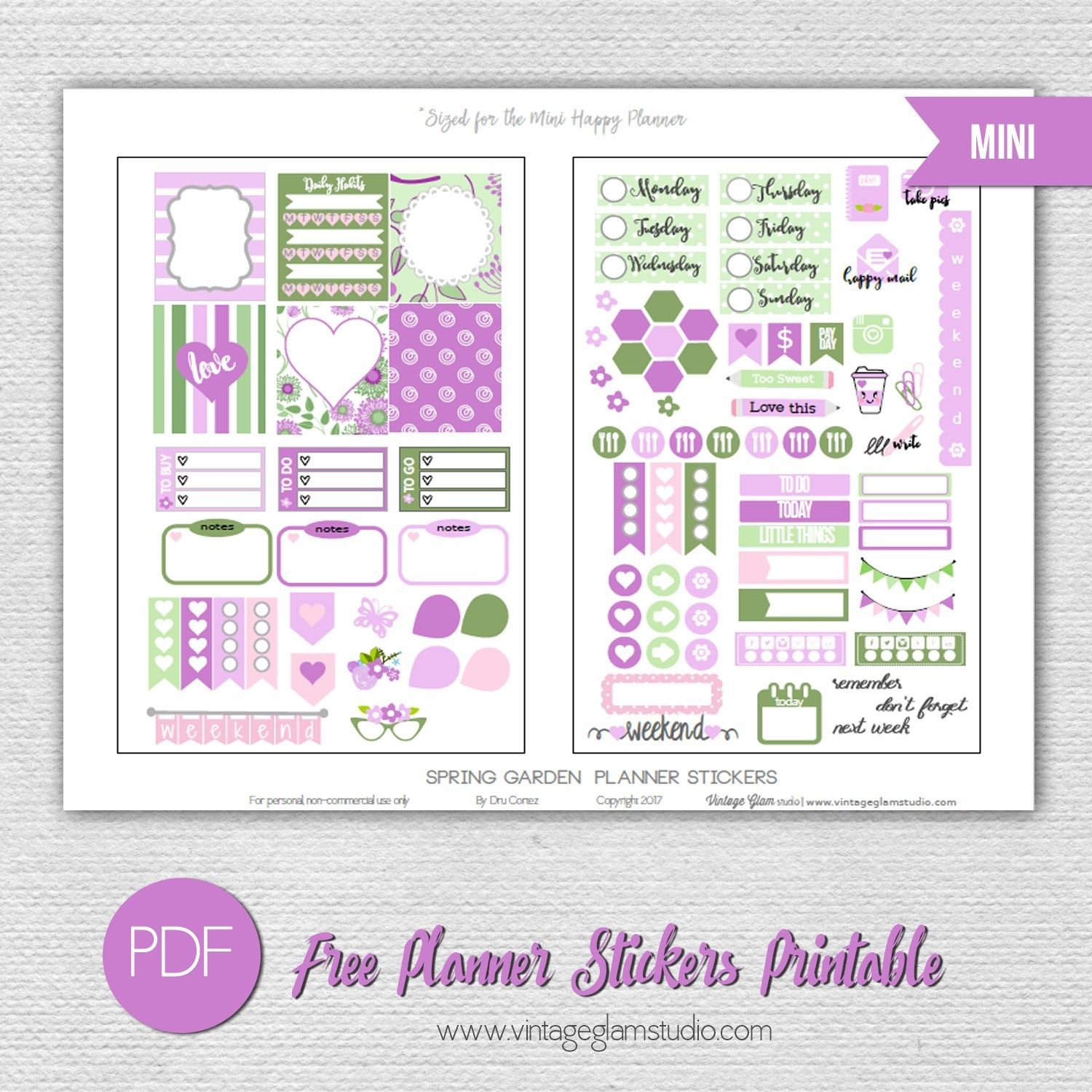 Spring Garden Planner Stickers Free Printable Mini 