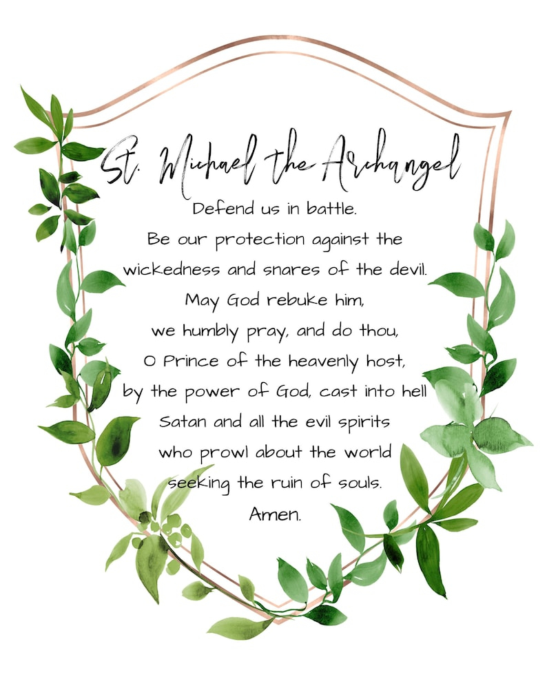 St Michael The Archangel Prayer Printable 8x10 5x7 Etsy