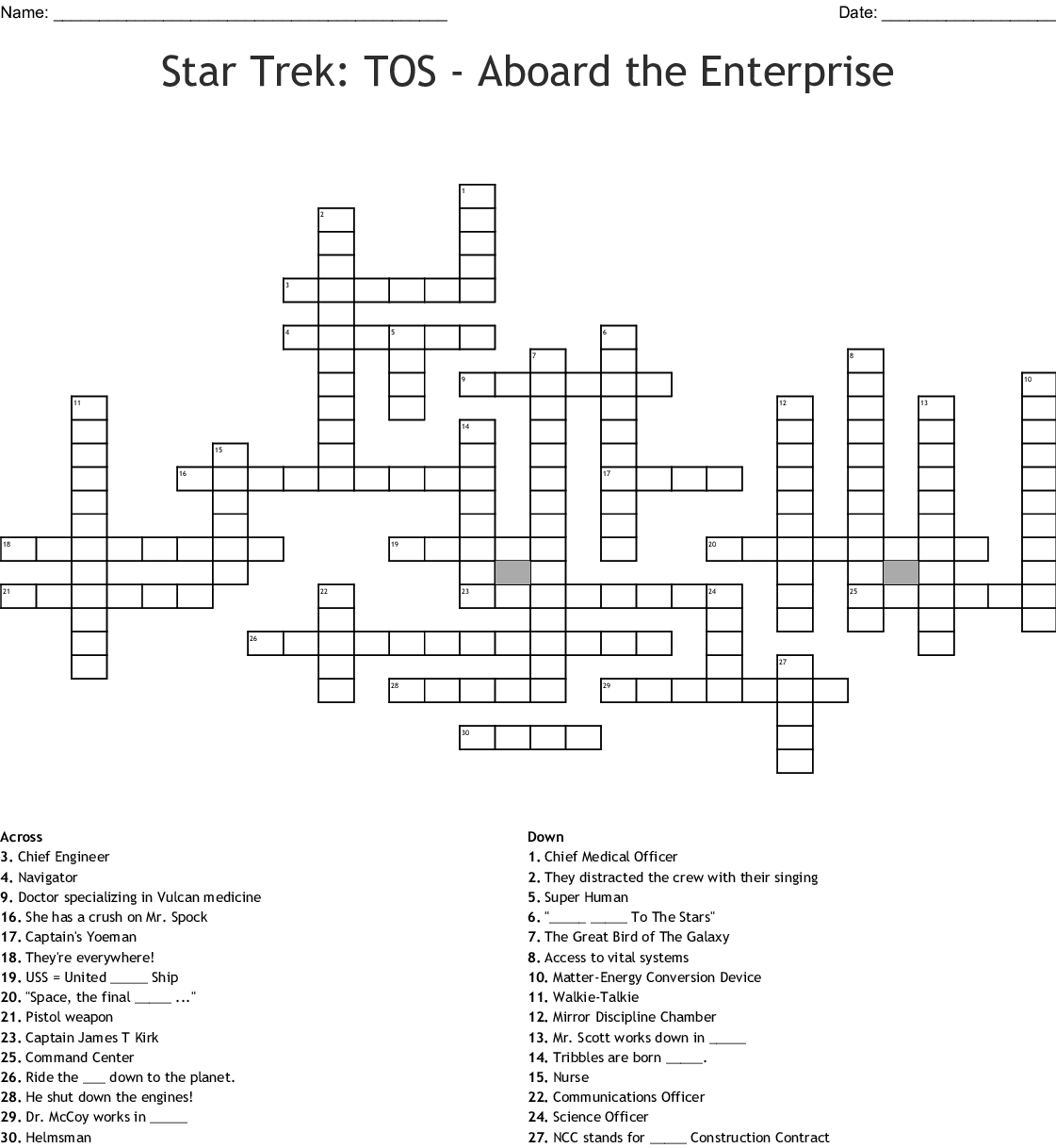 Star Trek Crossword WordMint