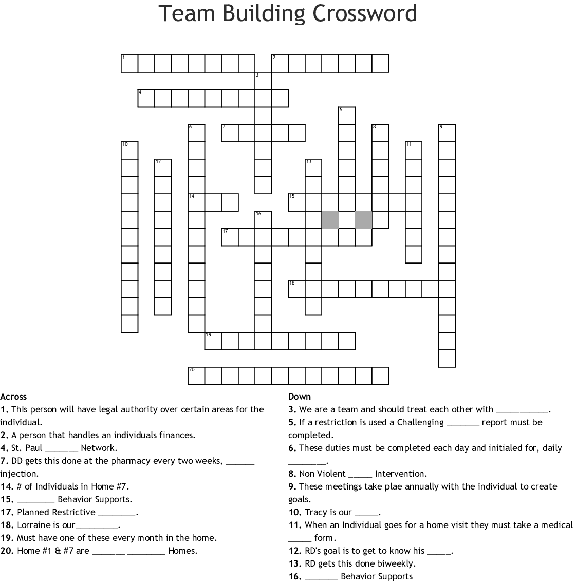 Team Building Crossword WordMint