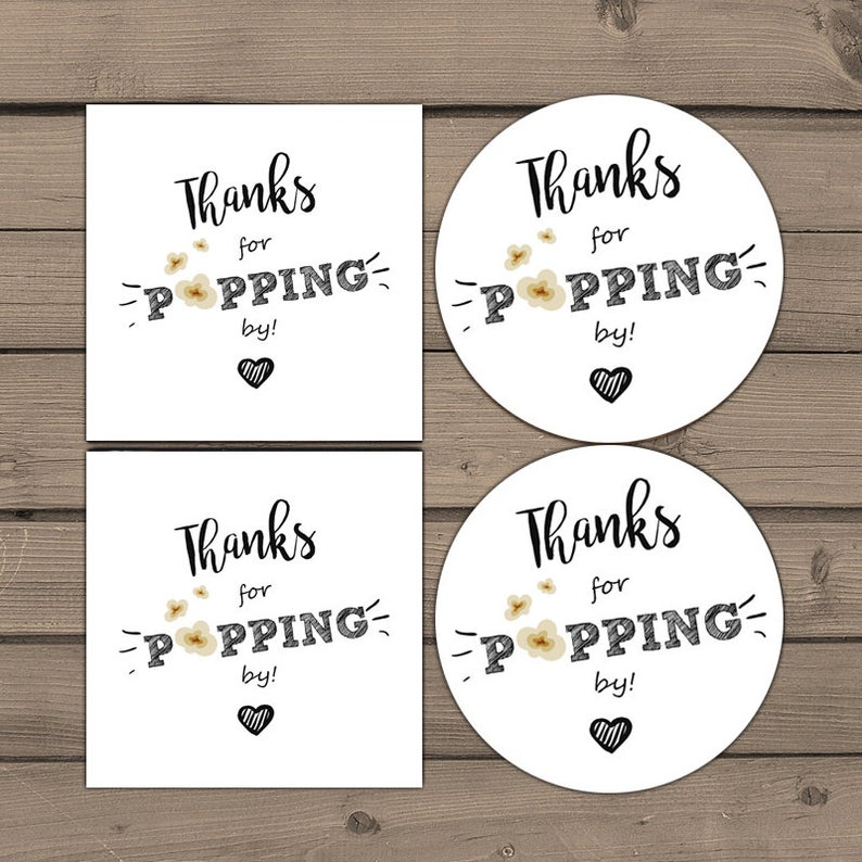 Thanks For Popping By Gift Tag Birthday Party Favor Tag 