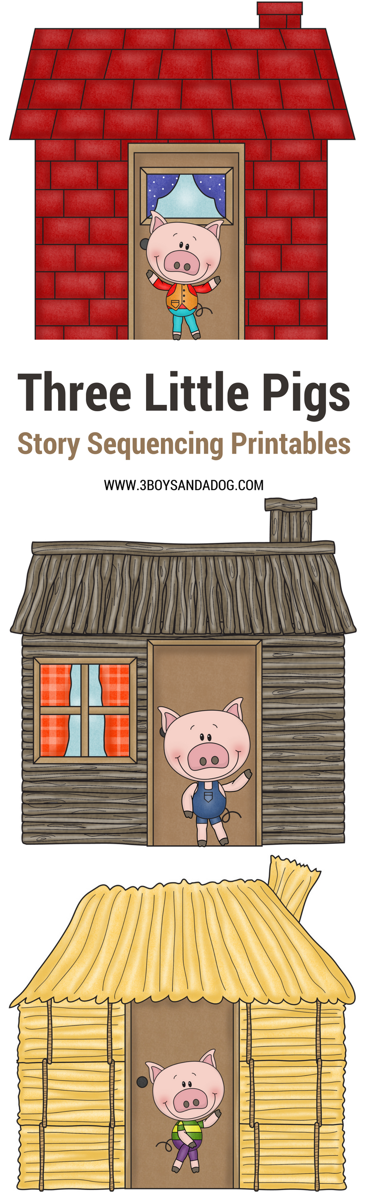 Three Little Pigs Story Sequencing Printable Cards Little Pigs Three 