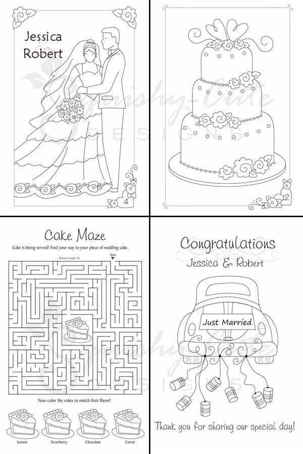 Wedding Coloring Book Kids Wedding Favors Personalized Printable 