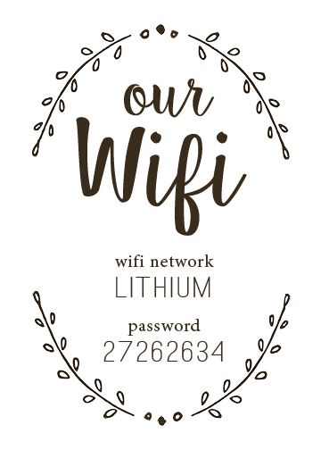 Wifi Password Sign For Red 5x7 Frame On Bedside Table Guest Room 