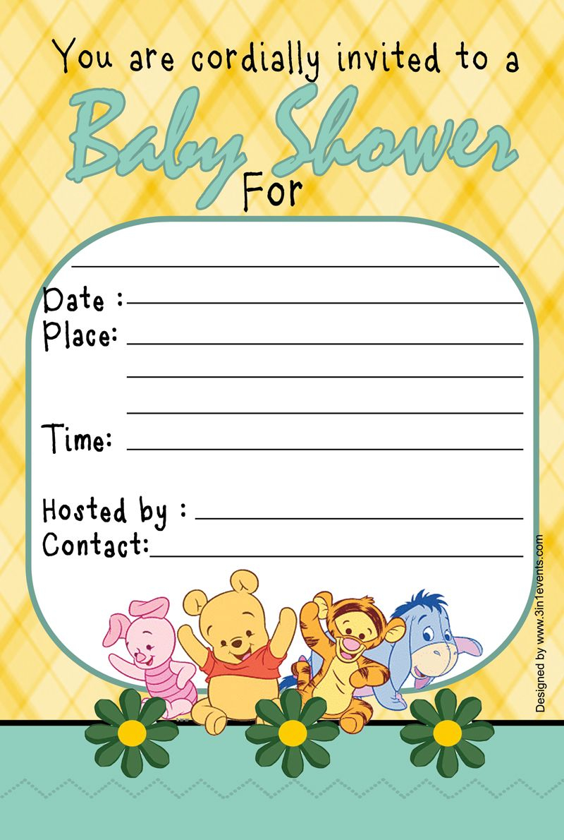 Winnie The Pooh Baby Shower Invitation Printable Baby Shower 