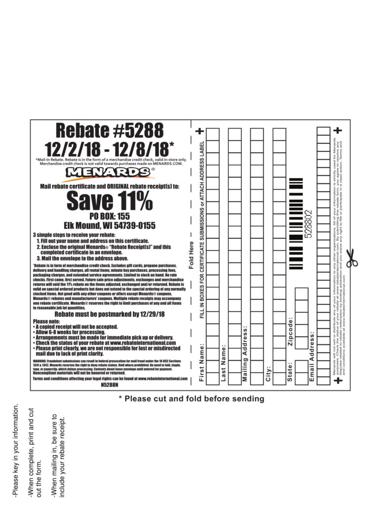 Menard's Rebate Form