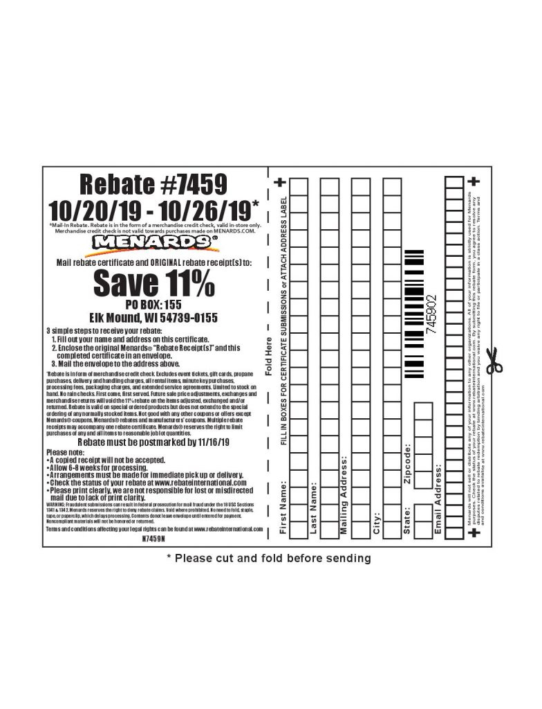 Menards 11 Rebate On Everything Form