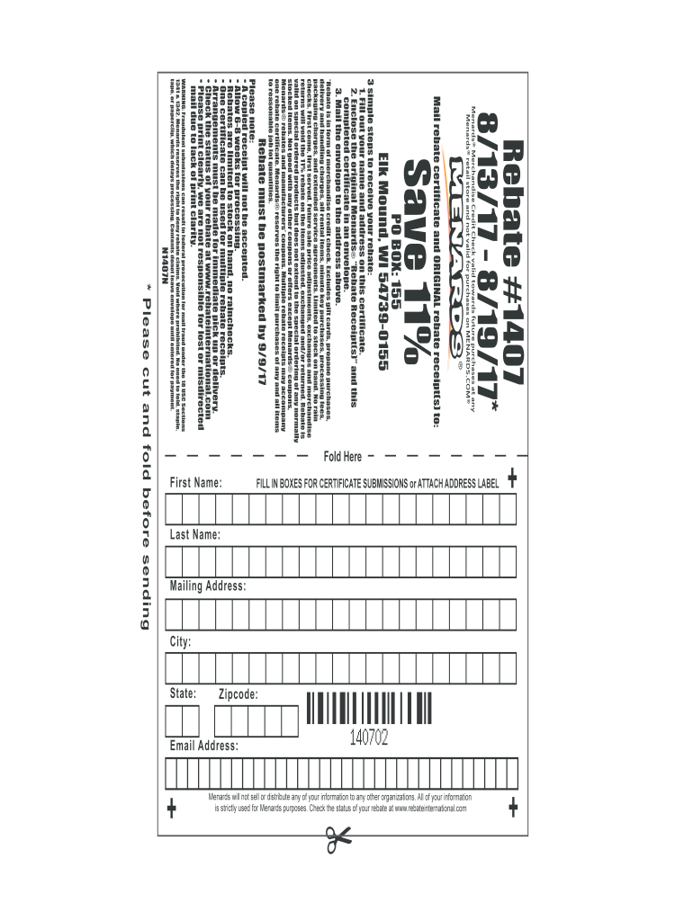 Print A Menards Rebate Form