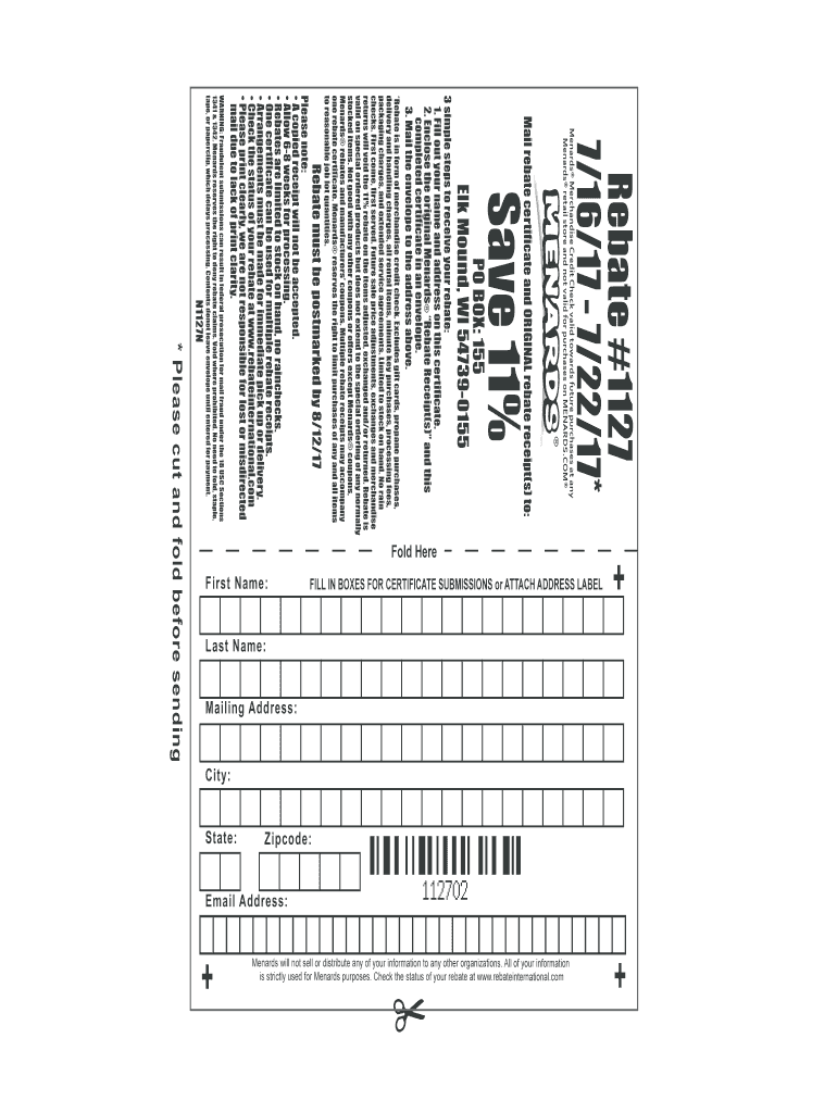 Menards Rebate Form